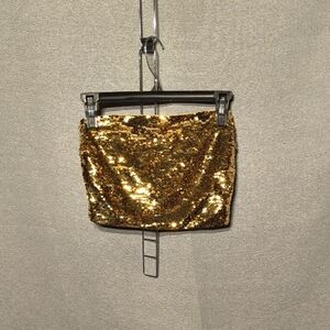 Gold Sequin Mini Skirt
